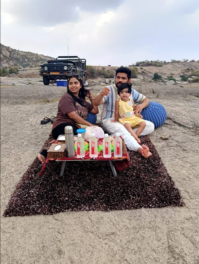 Family relaxing on Jawai's boulders during a safari break